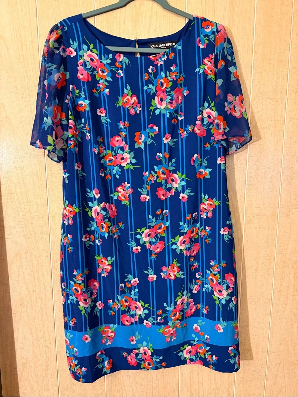 Karl Lagerfeld Royal Blue Floral Shift Tunic Dress
